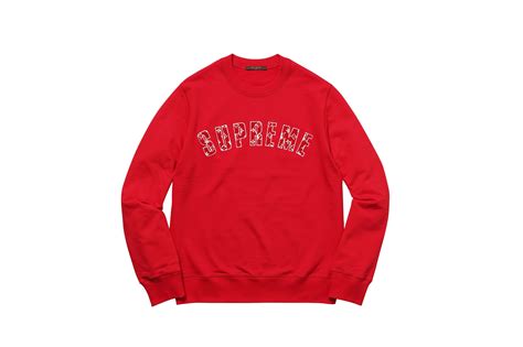 supreme louis vuitton arc logo red crew neck sweater|Louis Vuitton supreme logo.